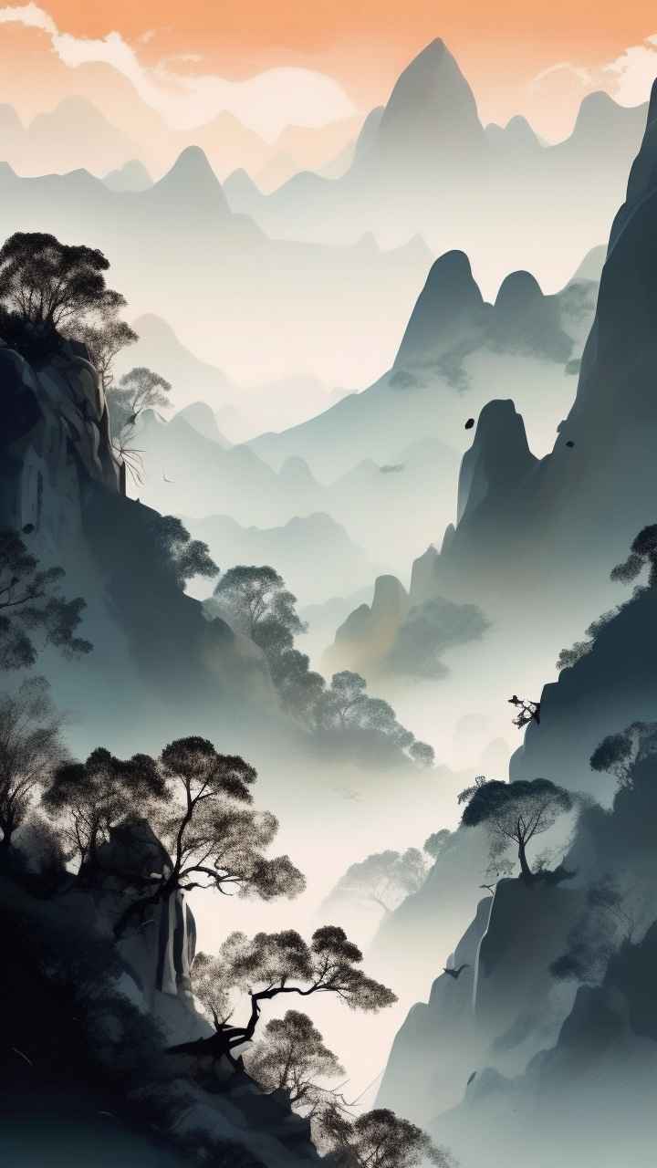 国风山水画背景插画 61