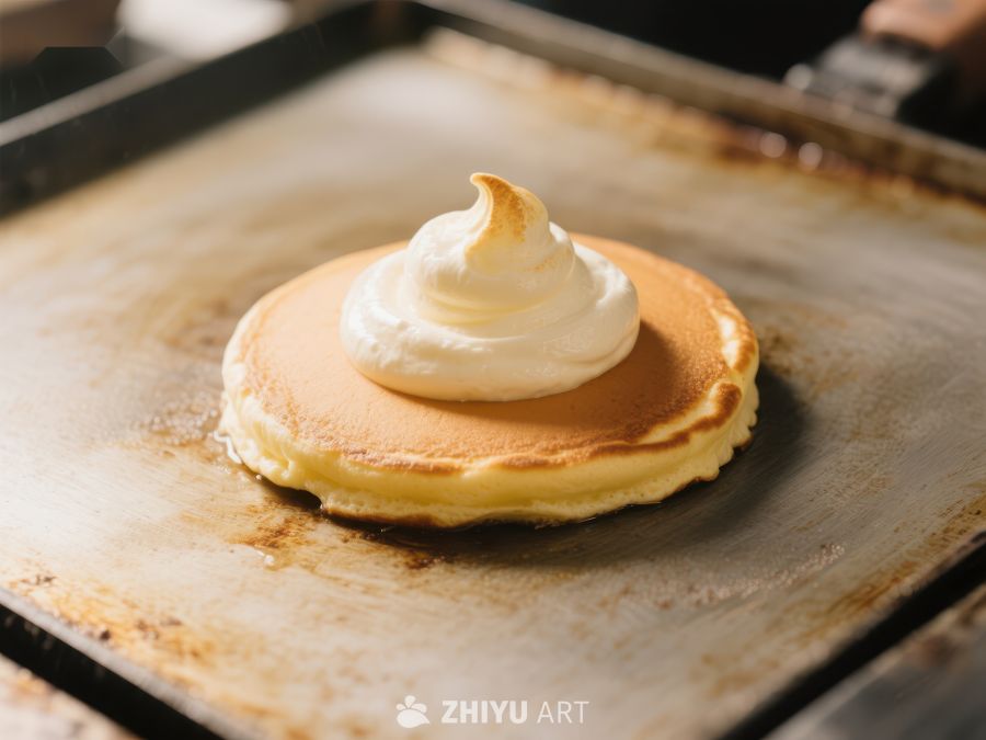 煎锅上的奶油蛋糕