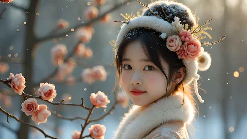古风美女冬季造型唯美户外拍摄 7
