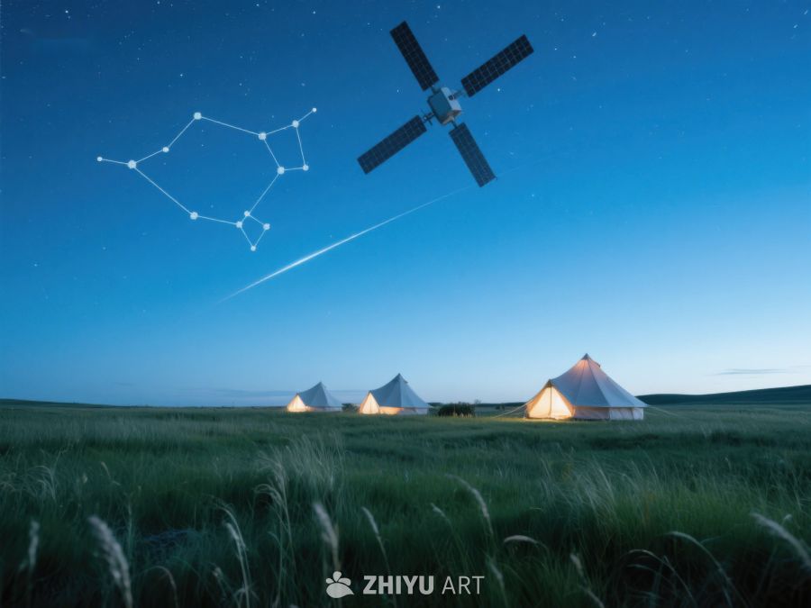 星空下的帐篷与卫星 227