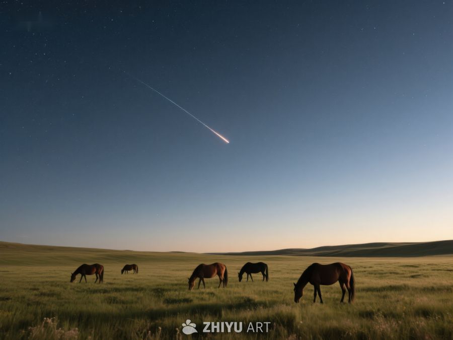 夜空流星划过，草原马群悠然 230