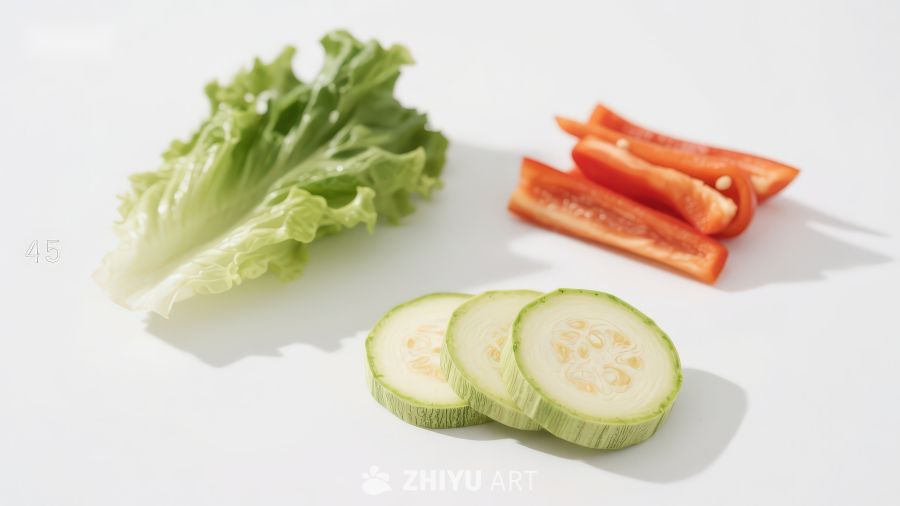 新鲜蔬菜切片摆盘