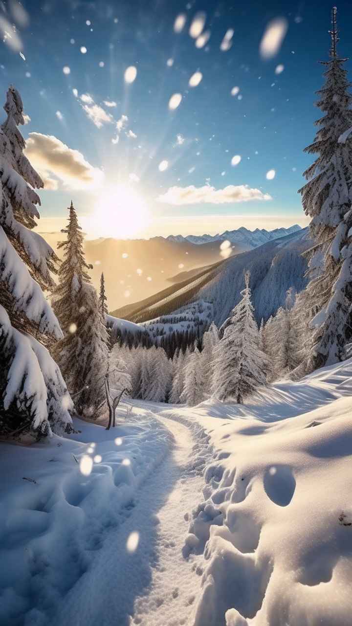 冬季背景图插画雪山雪景 62