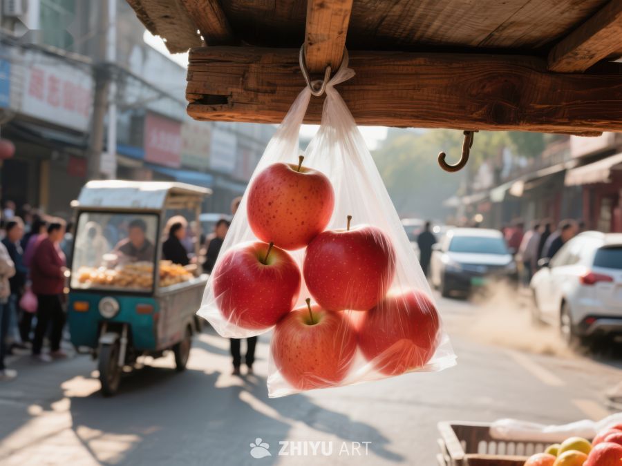 街头悬挂的苹果袋 315