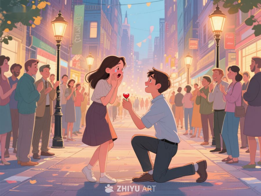 街头浪漫求婚瞬间 375
