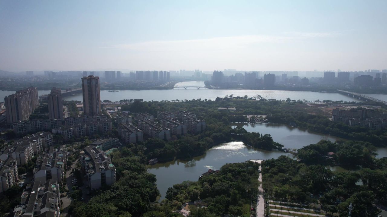 广东惠州城市风光地标建筑航拍 