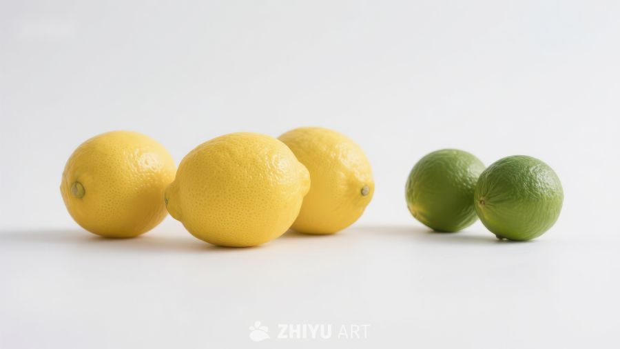柠檬与青柠并排展示