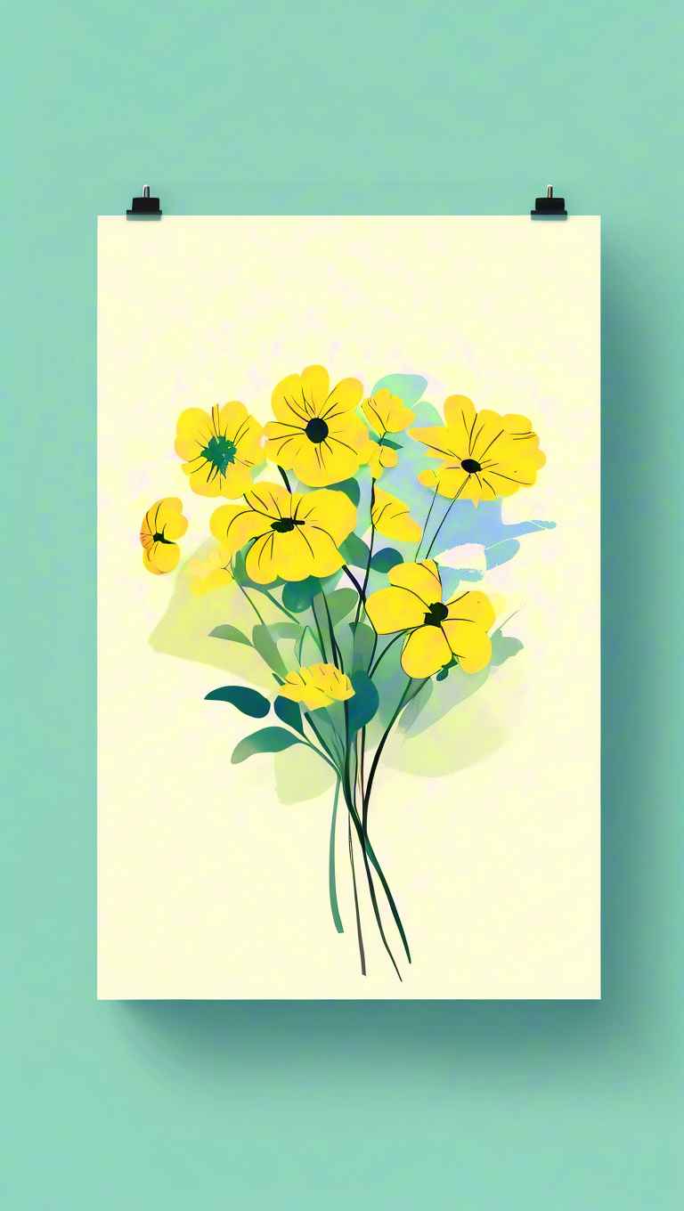 一束黄色的花在一个简单的白色背景 1