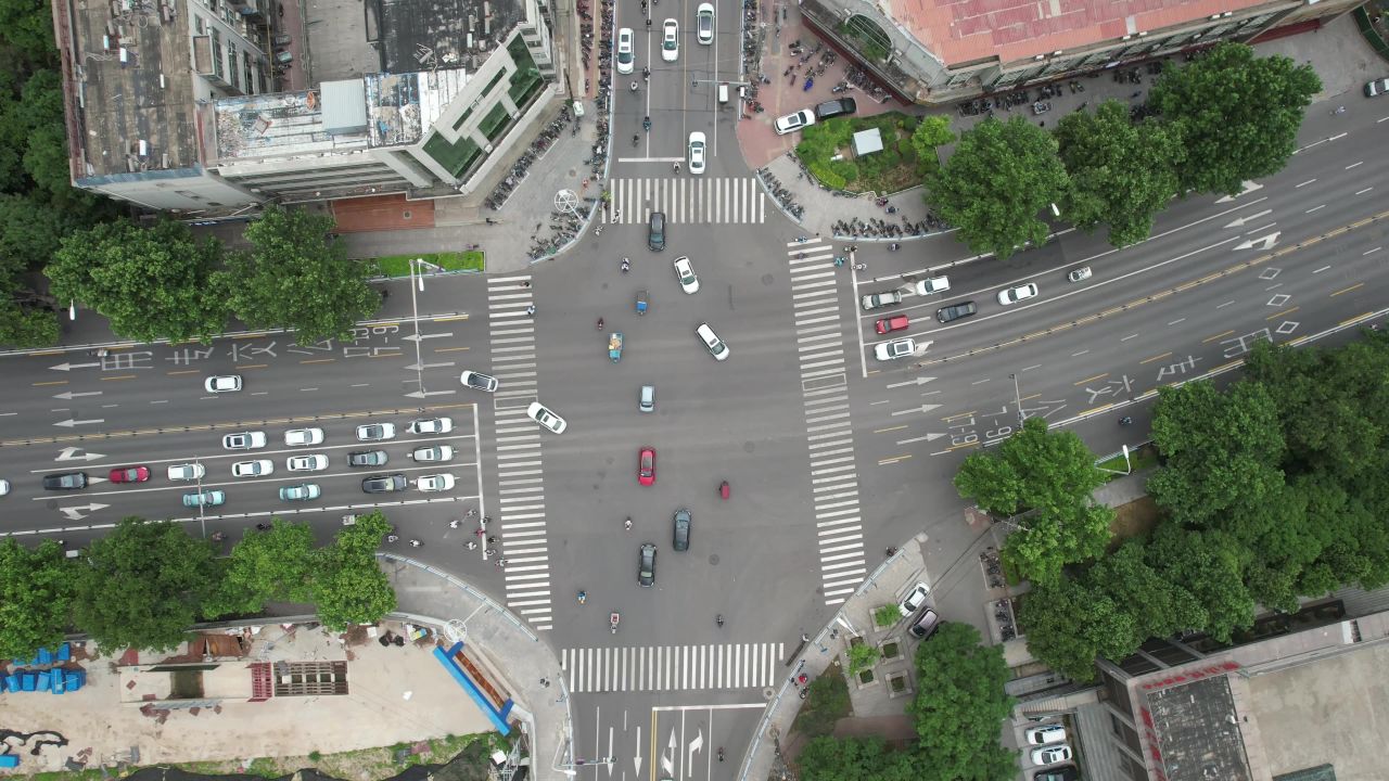  河北邢台城市风光交通十字路口