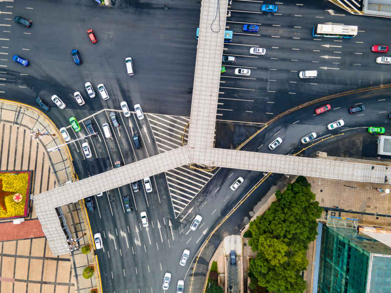 城市高架立交桥交通航拍图 