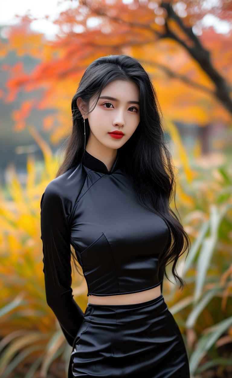 秋天美女户外摄影图 18