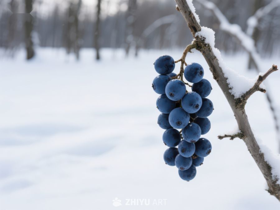冬日雪景中的深蓝果实 166