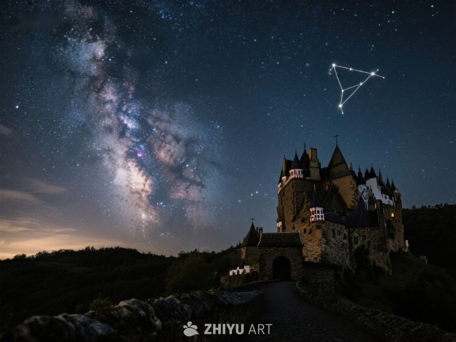 星空下的古堡夜景 178