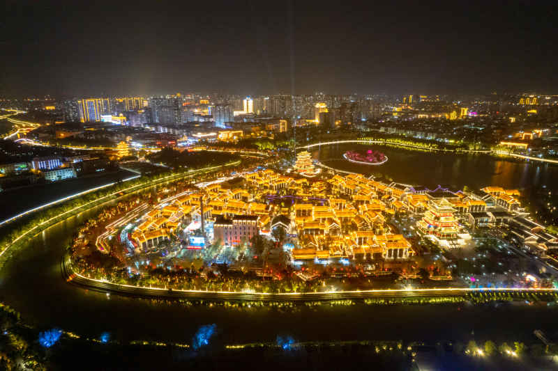 河北沧州城市风光地标建筑航拍图 