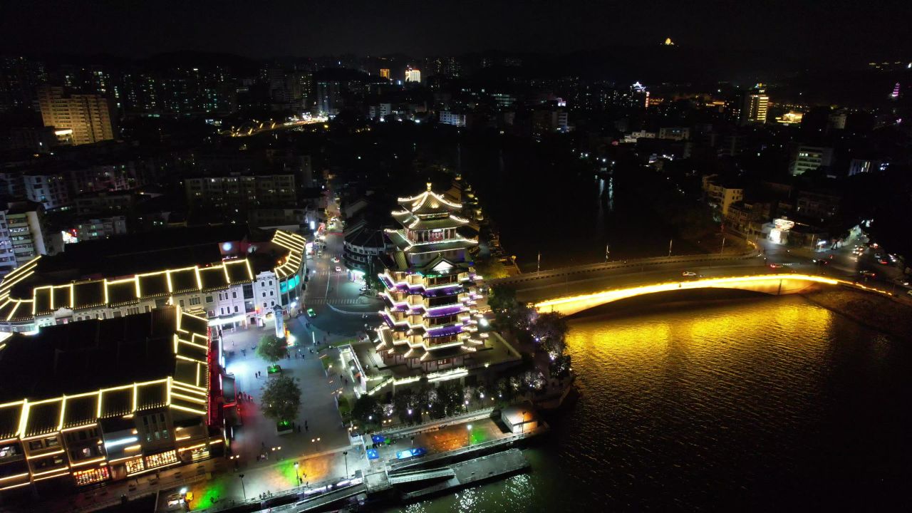 广东惠州城市风光地标建筑航拍 