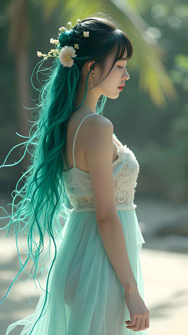 森林系白色连衣裙美女拍色 29