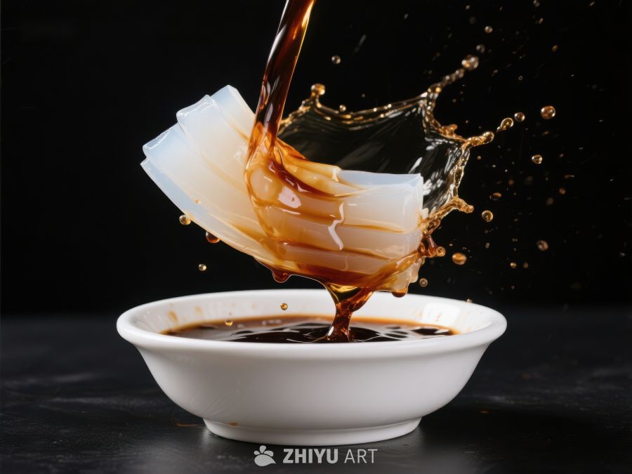 酱油倾泻入碗，溅起晶莹水花 346