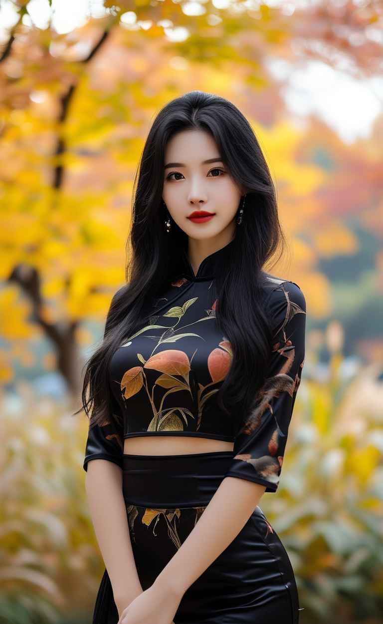 秋天美女户外摄影图 11