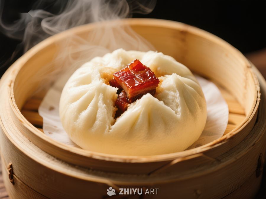 热气腾腾的包子，内馅诱人 876