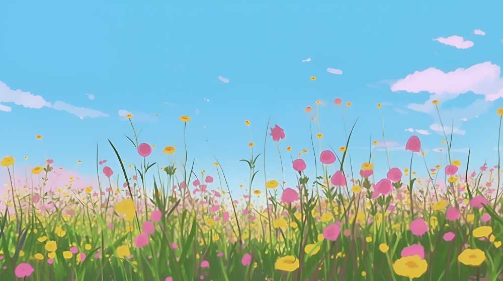 夏季的插画田园自然美景