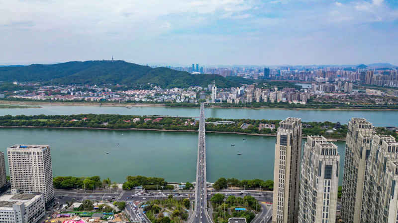 湖南长沙城市风光航拍摄影图 