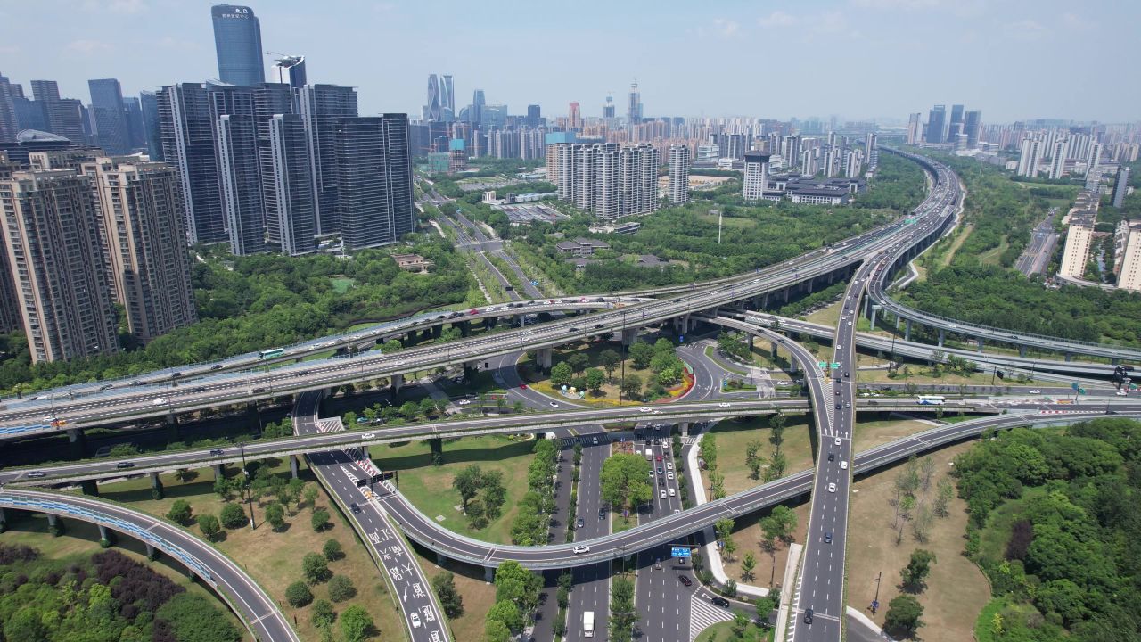 浙江杭州城市风光地标建筑航拍