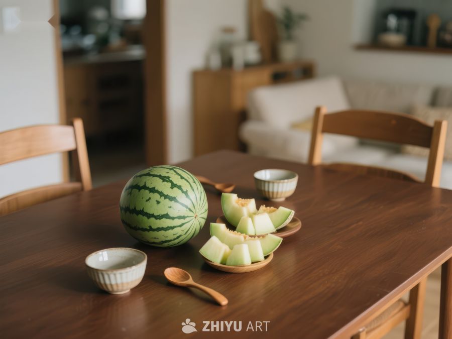 餐桌上的西瓜与切片 55