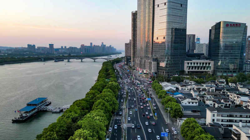 湖南长沙城市风光航拍摄影图 