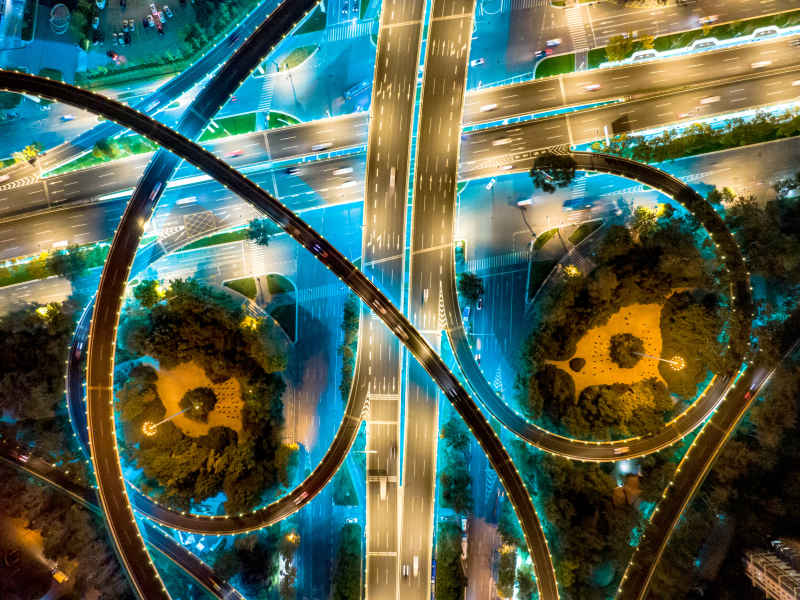 城市高架立交桥交通航拍图 