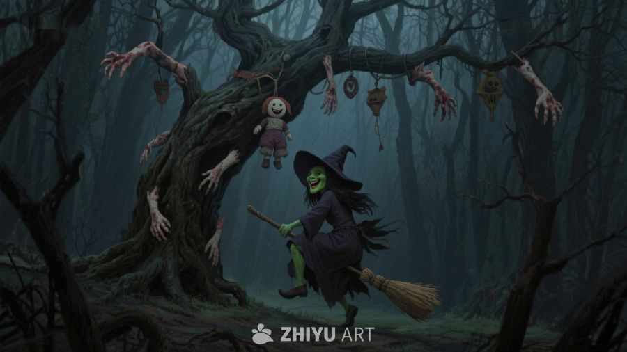 巫师骑扫帚穿越幽暗森林