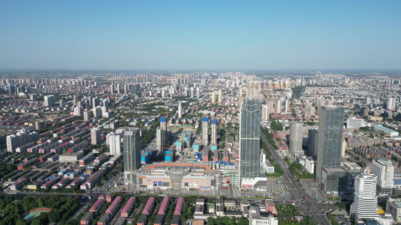 河北保定城市风光地标建筑航拍 