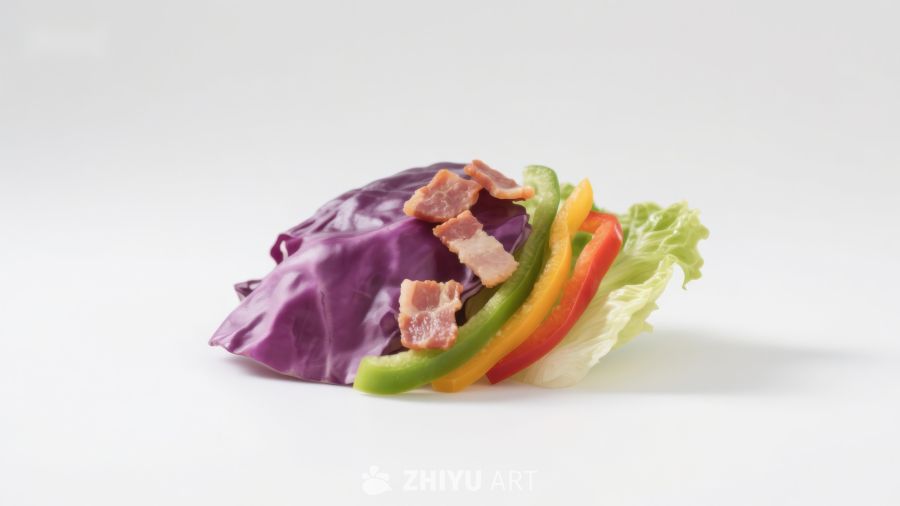 紫甘蓝与彩椒培根组合