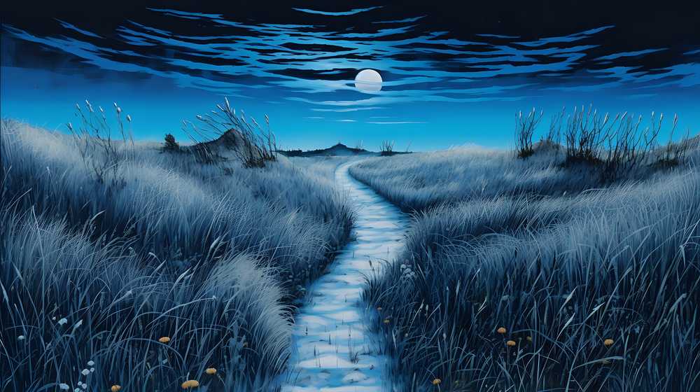 月亮插画夜景