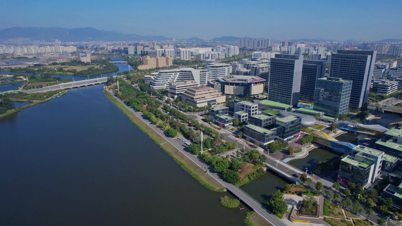 航拍福州东湖数字小镇