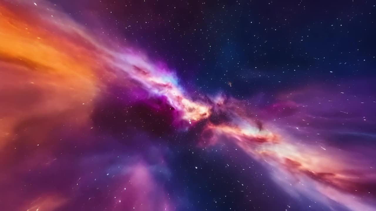 星云背景下，动态移动穿过一个充满活力的星系。镜头平