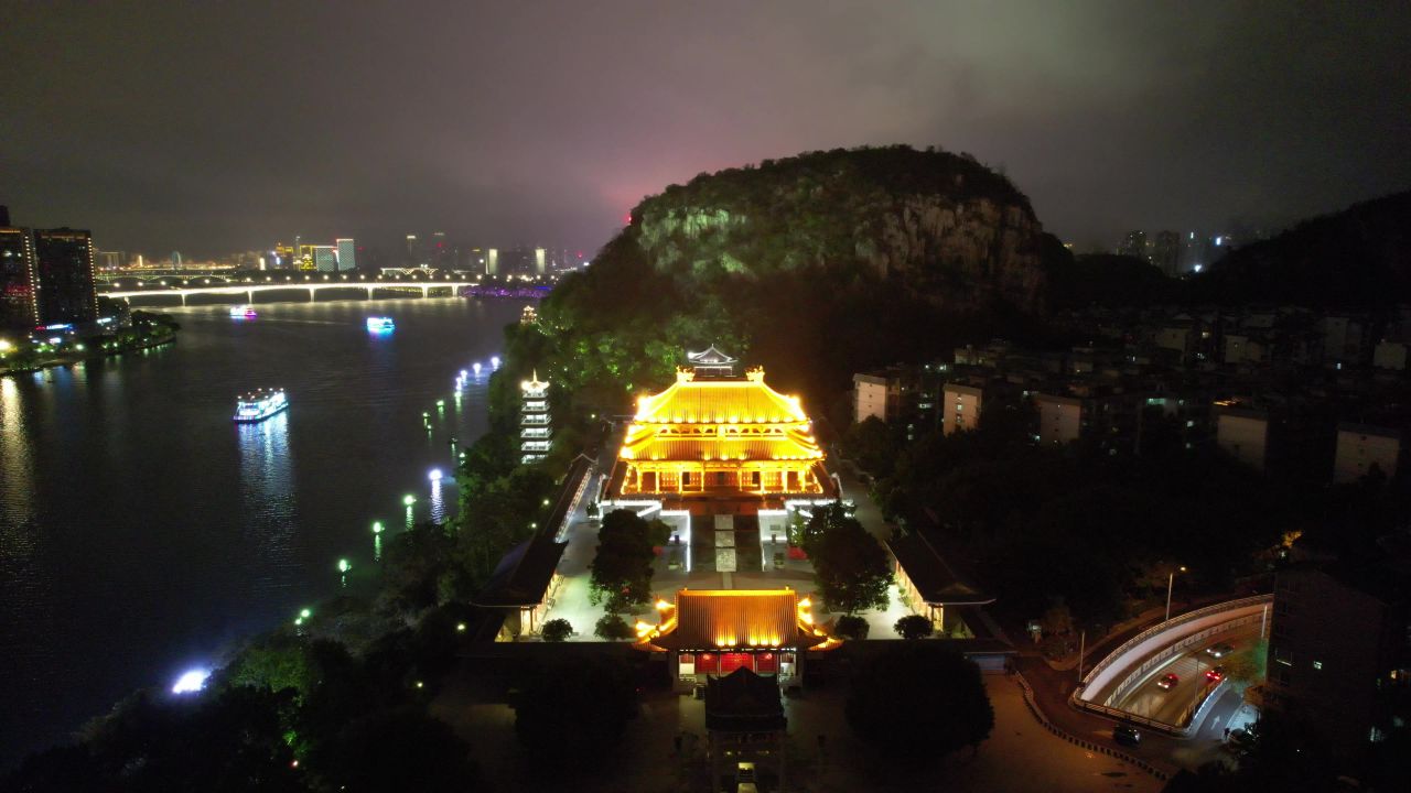 柳州文庙夜景灯光航拍