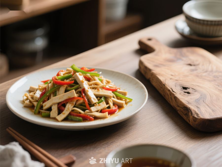 中式炒菜，色彩鲜艳的蔬菜与豆腐 1808