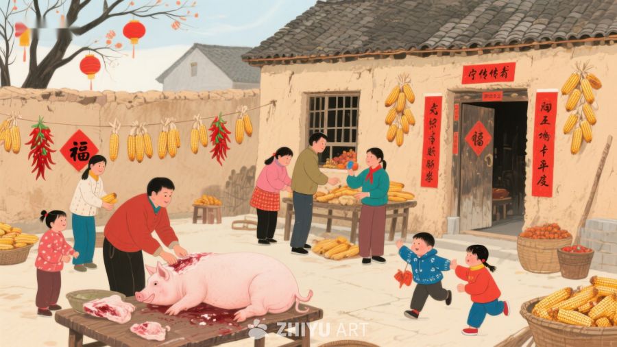 乡村年味：杀猪宴与丰收喜庆 946
