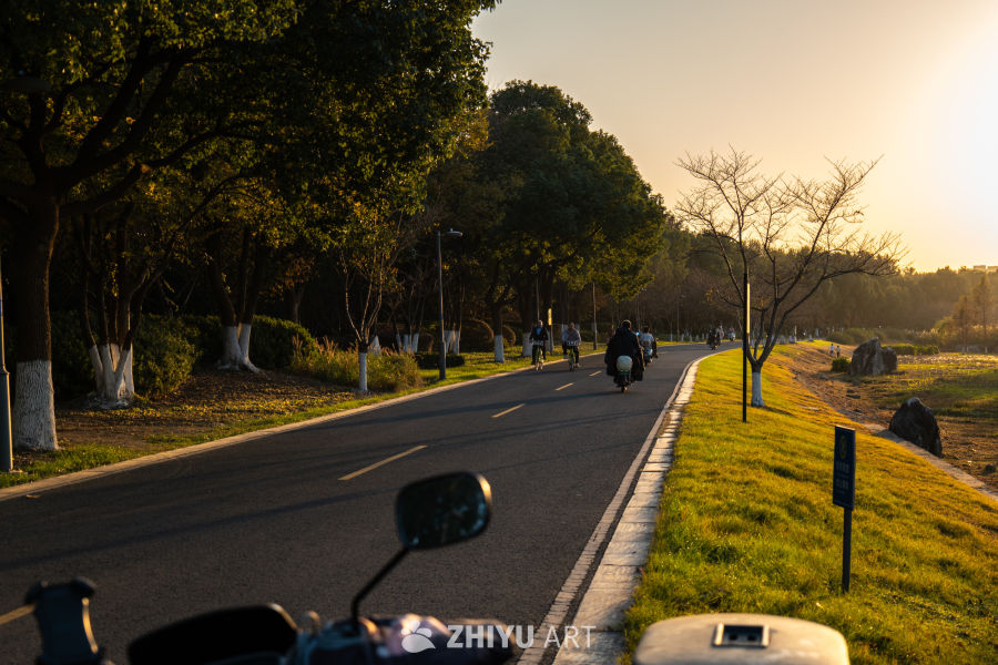 夕阳下的骑行时光