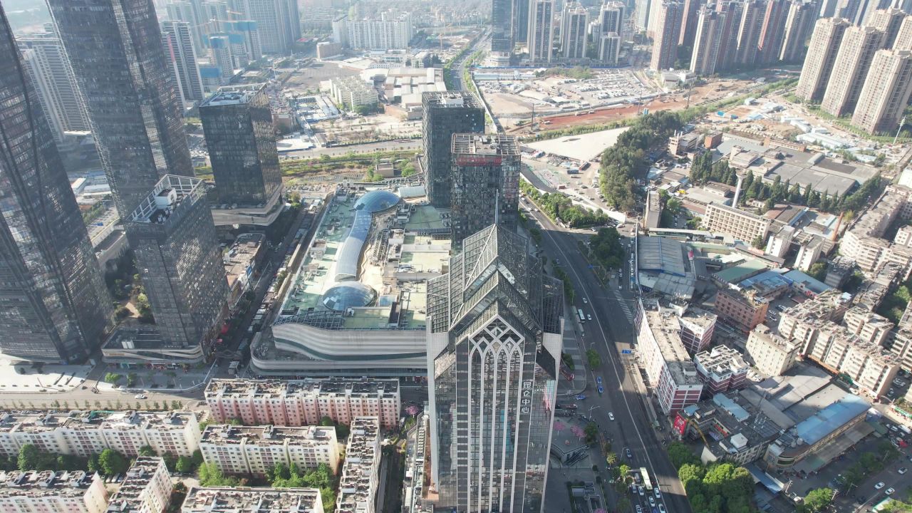 云南昆明城市风光地标建筑旅游景区航拍 