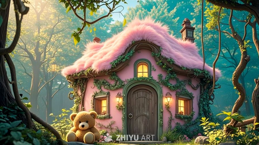 粉色毛绒小屋