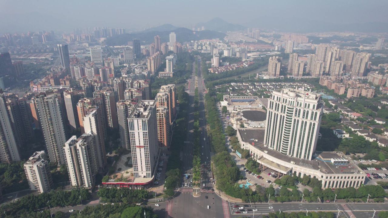 广东江门城市交通航拍