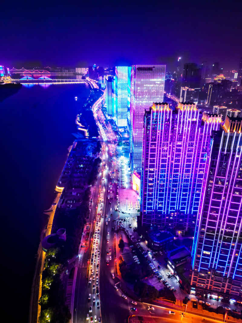 湖南长沙城市风光航拍摄影图