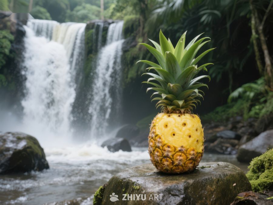 瀑布前的菠萝 318