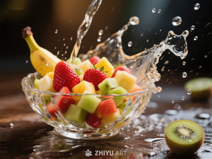 水果沙拉溅水瞬间