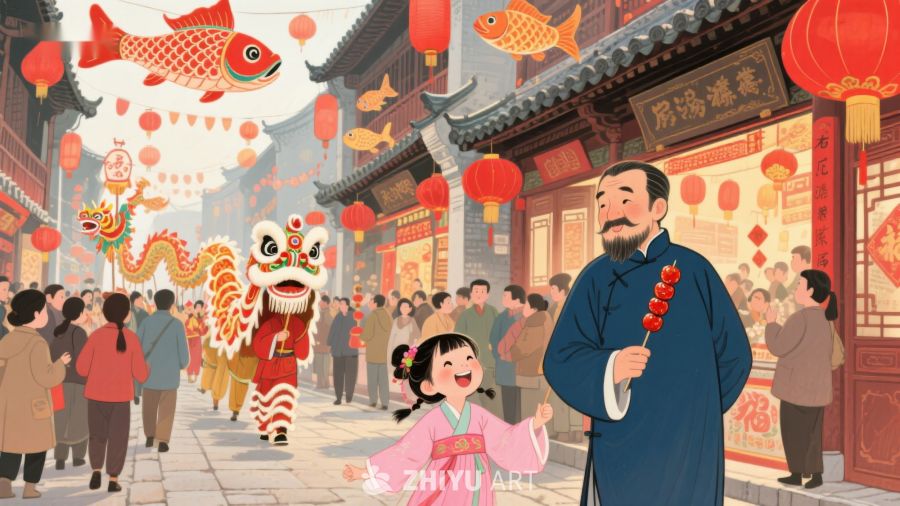 热闹的中国街头庆祝场景 803