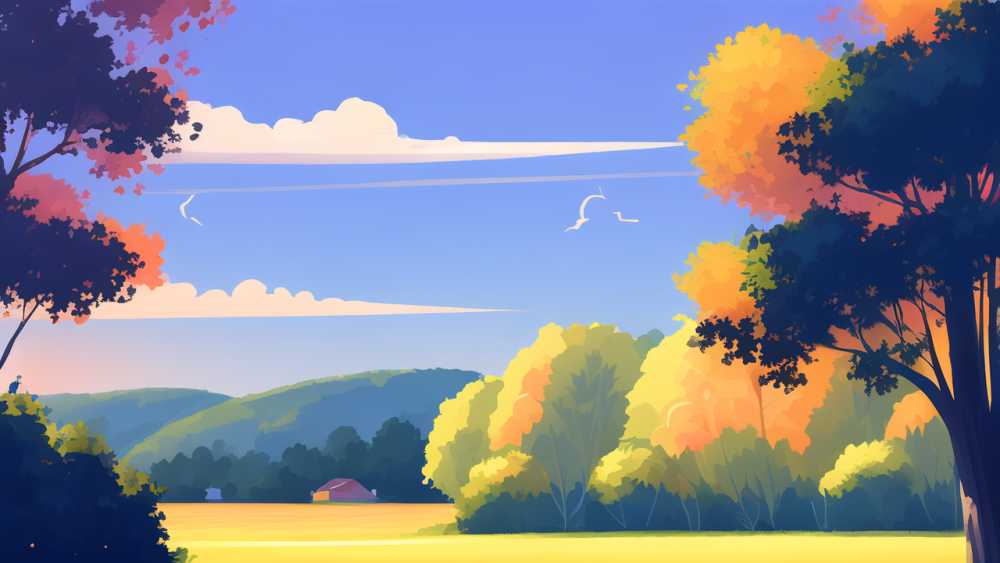 夏天唯美风景原创插画海报