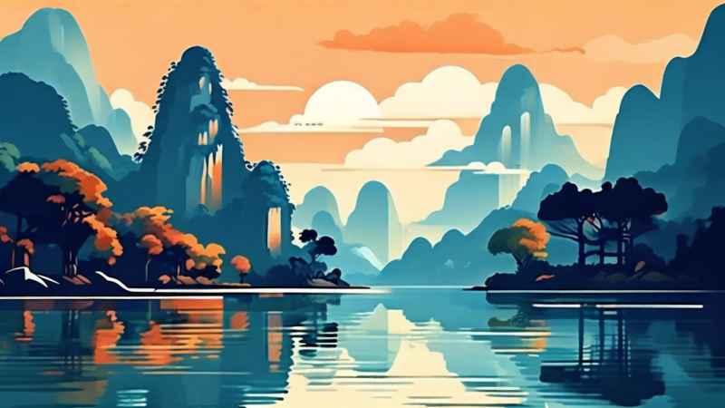 插画风格 桂林山水 18