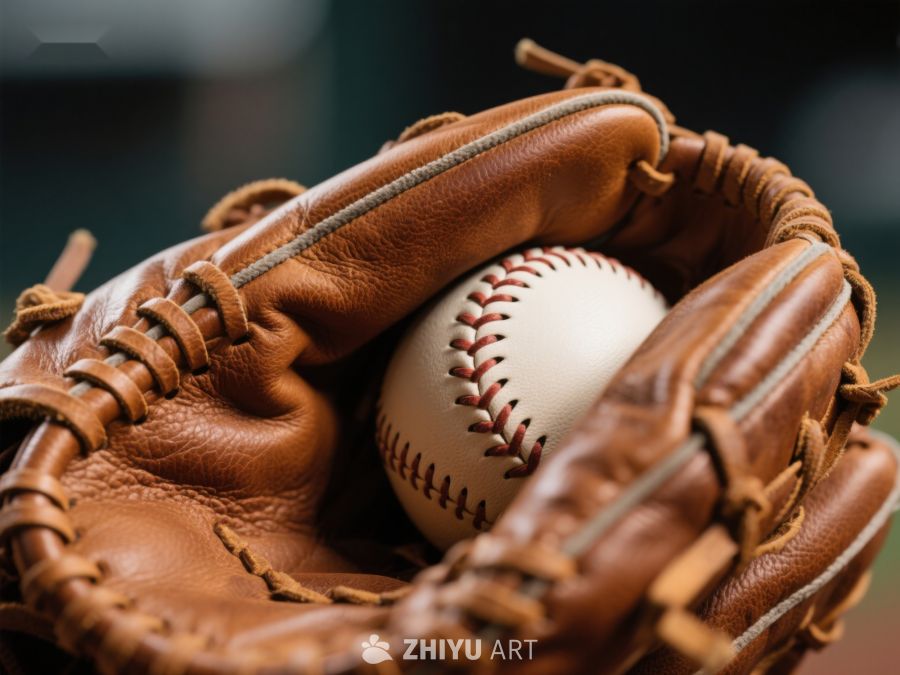 棒球静置于棕色手套中 4