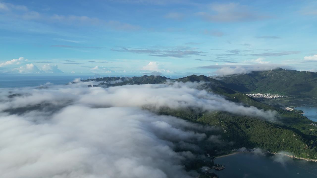 大海 岛屿 大山 云海 航拍